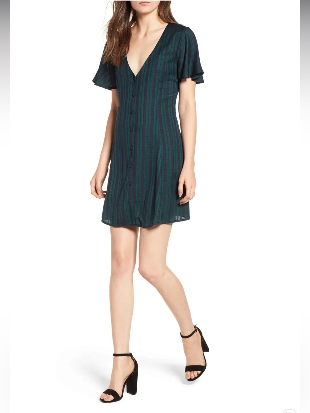 bp Plaid Button-Front Dress
